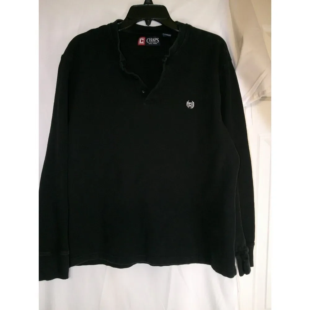 Chaps Black Quarter-Zip Pullover Sweater Classic Logo Casual Long Sleeve‎ XL/1XG